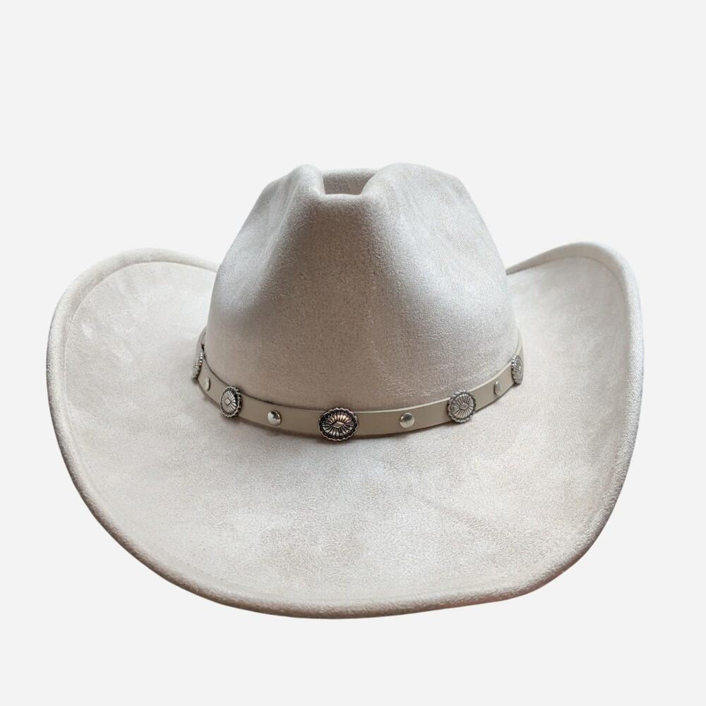 Universal Thread Iconic Cream/White Cowgirl Western Hat with Metal Details
